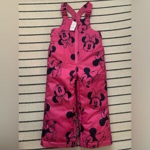 Pink fleece lined baby gap kids limited edition minnie mouse snow pants